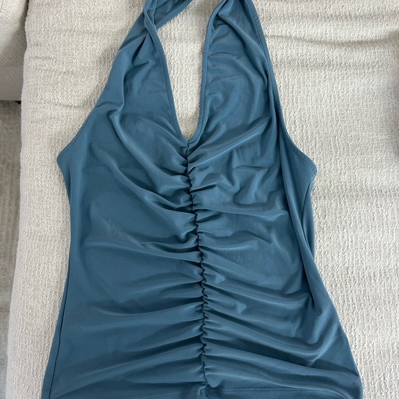 Anthropologie Slate Blue Halter Top - Picture 2 of 4
